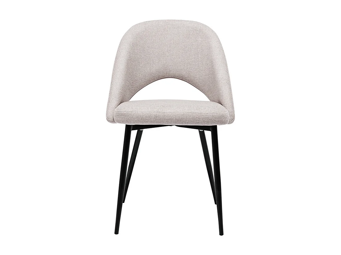 Chaises vintage en tissu effet velours texturé beige et métal noir (lot de 2) COSETTE