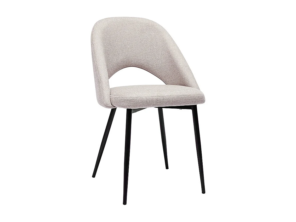 Chaises vintage en tissu effet velours texturé beige et métal noir (lot de 2) COSETTE
