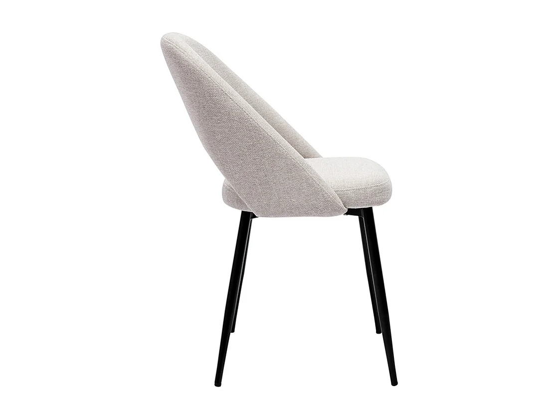 Chaises vintage en tissu effet velours texturé beige et métal noir (lot de 2) COSETTE