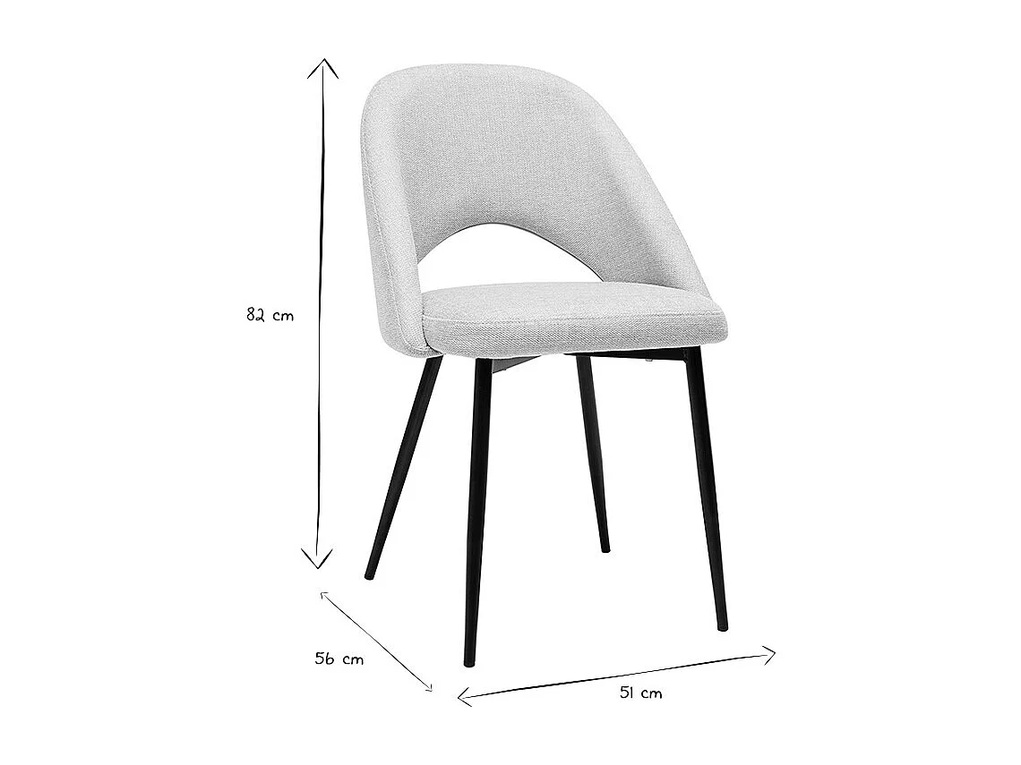 Chaises vintage en tissu effet velours texturé beige et métal noir (lot de 2) COSETTE