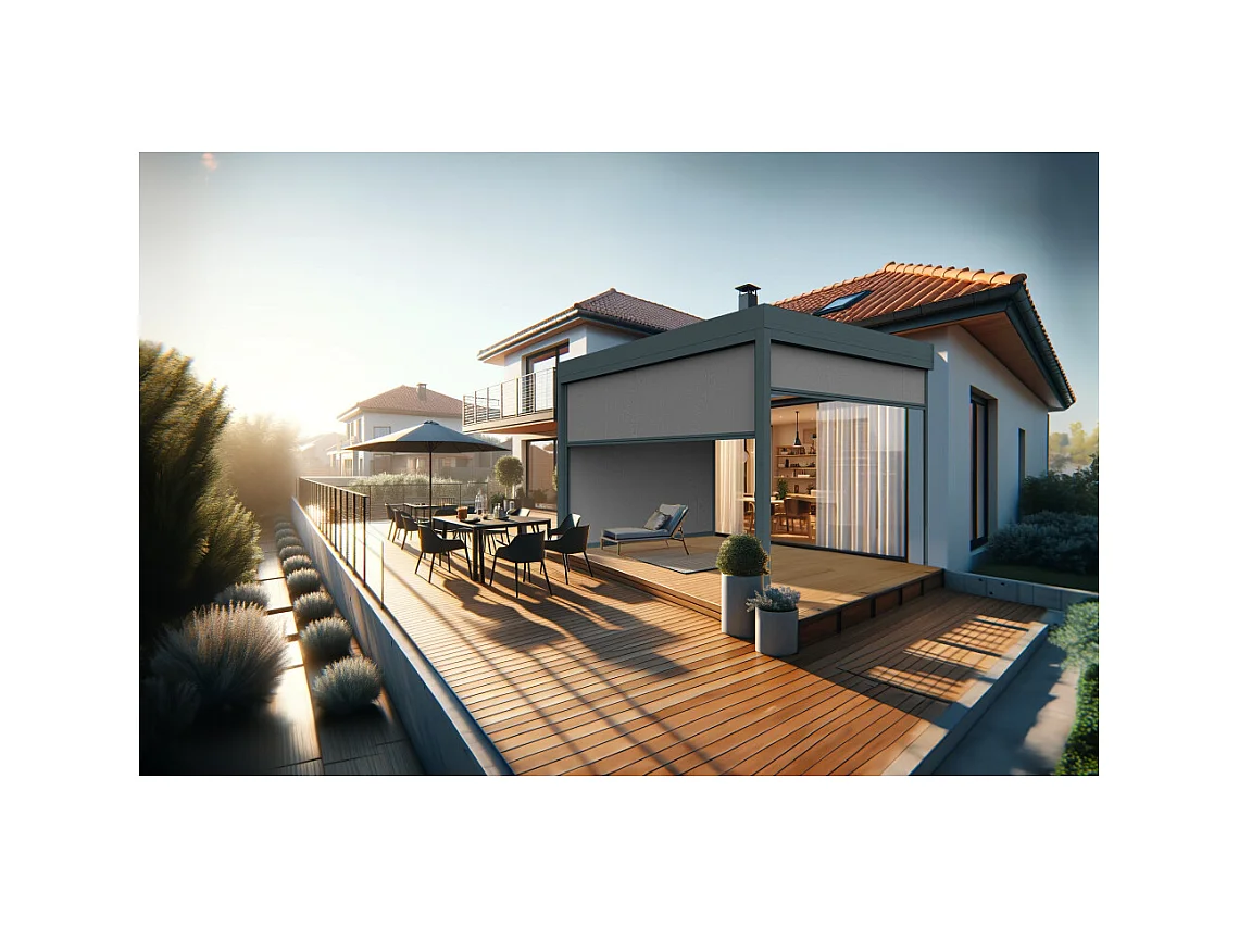 Coffre à coulisses pour pergola HELY 5,00x2,50m (Gris Graphite - Gris anthracite)