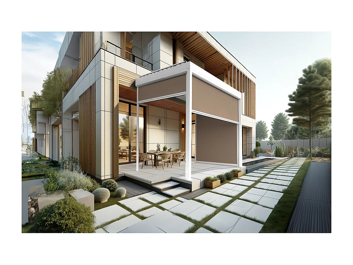 Coffre à coulisses pour pergola AVANOA 2,50x2,50m (Taupe - Blanc)