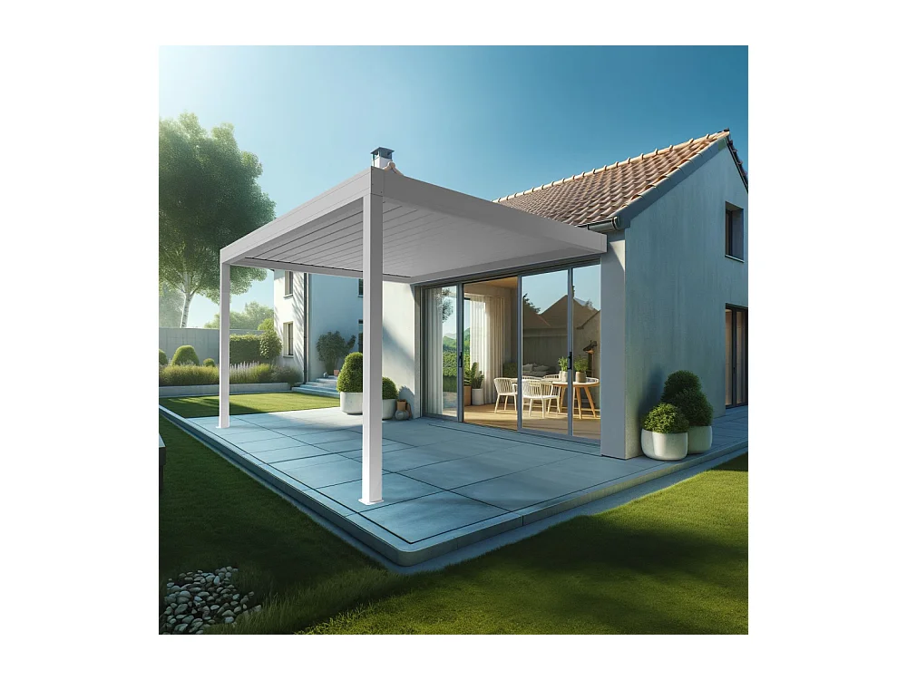 Pergola Bioclimatique AVANOA 4,00x3,038 M Vérin à Télécommande (Blanc)