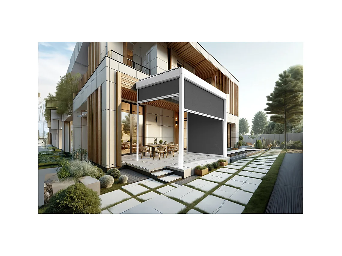 Coffre à coulisses pour pergola AVANOA 3,00x2,50m (Gris Graphite - Blanc)