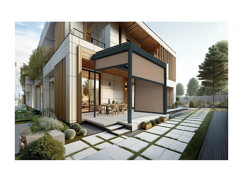 Coffre à coulisses pour pergola AVANOA 3,00x2,50m (Taupe - Gris anthracite)