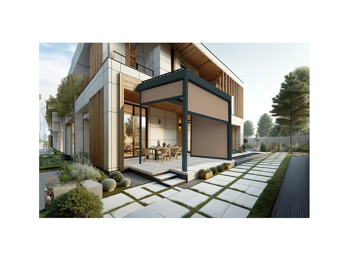 Coffre à coulisses pour pergola AVANOA 3,00x2,50m (Taupe - Gris anthracite)