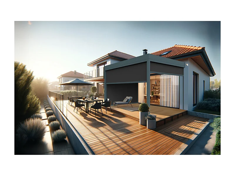 Coffre à coulisses pour pergola HELY 5,00x2,50m (Noir - Gris anthracite)