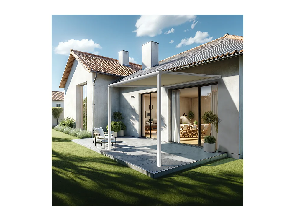 Pergola toile TILA 3,50x3,50m Motorisé à télécommande + manœuvre de secours (Ecru - Blanc)