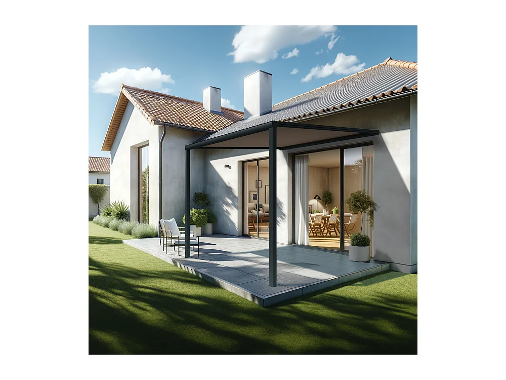 Pergola toile TILA 3,50x3,00m Motorisé à télécommande + manœuvre de secours (Taupe - Gris anthracite)