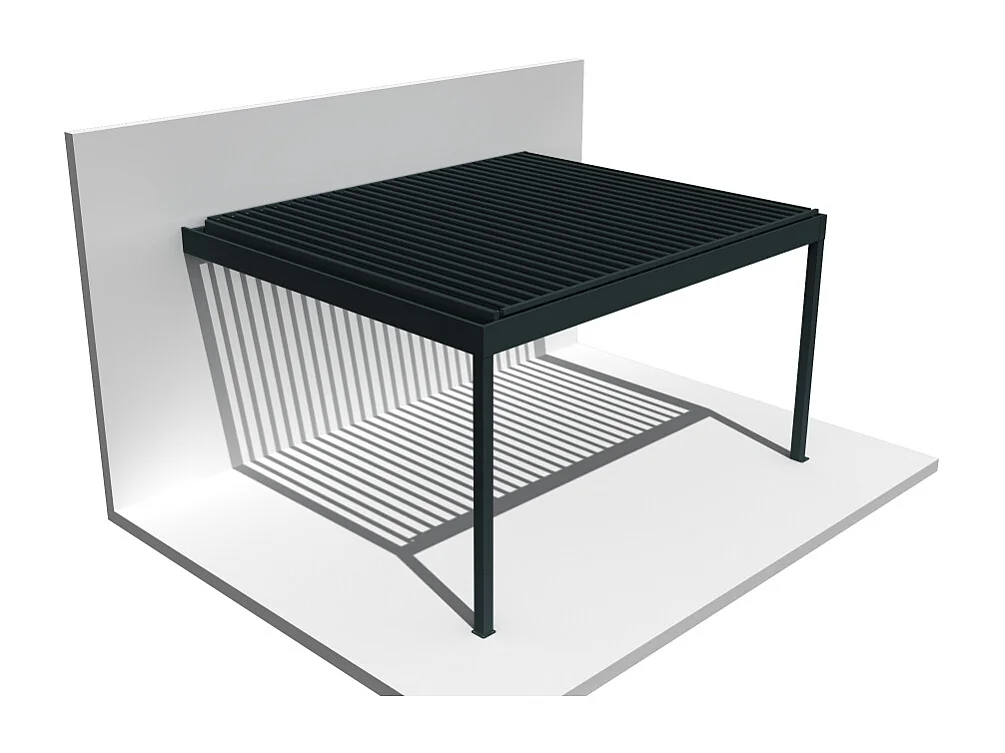 Pergola bioclimatique HELY perpendiculaire 6,02x4,50m Vérin à télécommande (Gris anthracite)