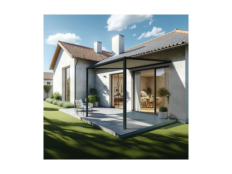 Pergola toile TILA 3,50x3,50m Motorisé à télécommande + manœuvre de secours (Ecru - Gris anthracite)