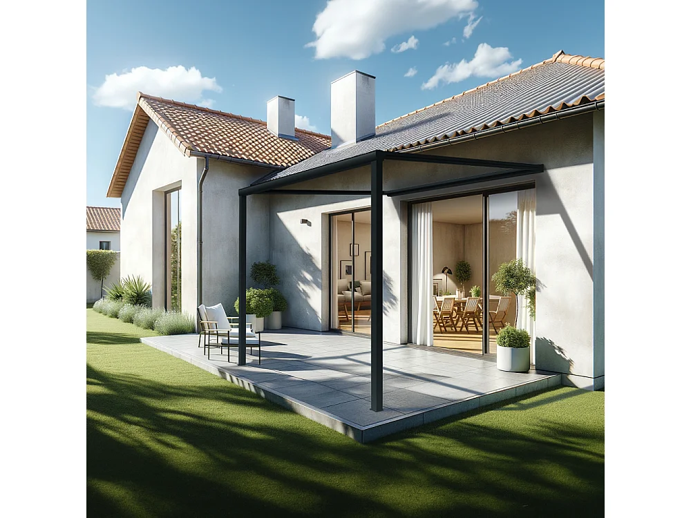 Pergola toile TILA 3,50x3,50m Motorisé à télécommande + manœuvre de secours (Ecru - Gris anthracite)