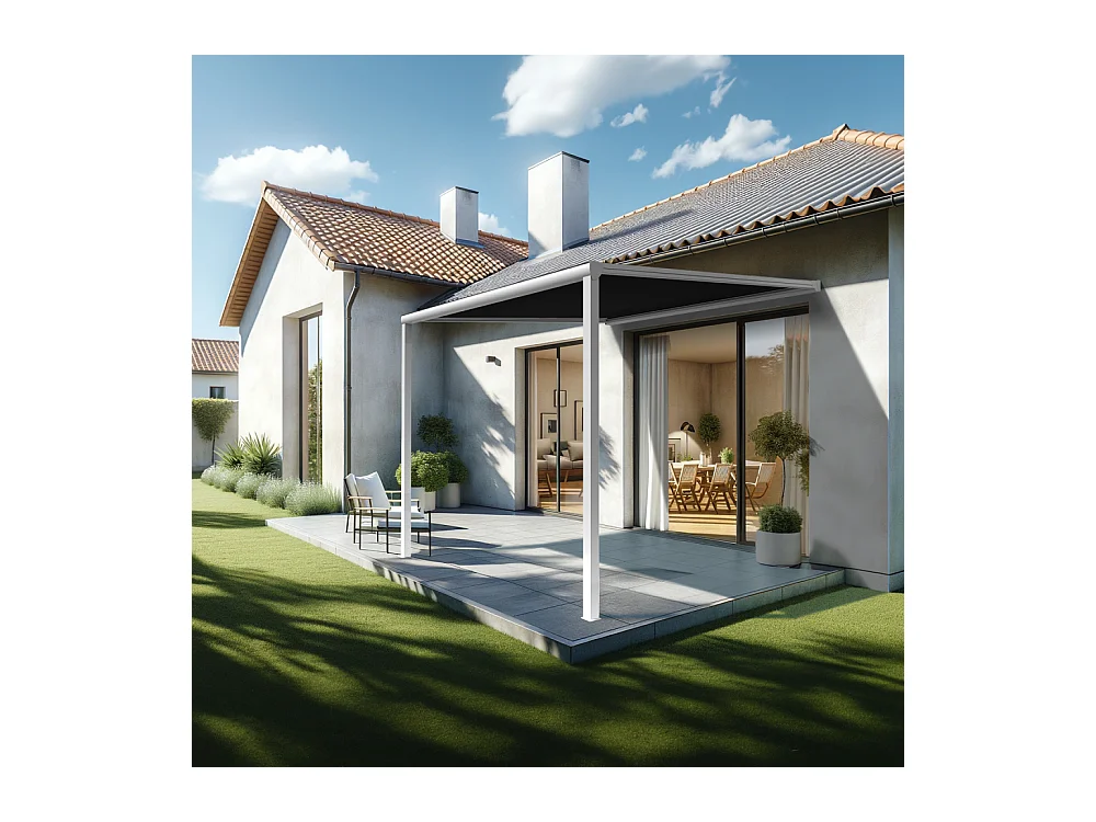 Pergola toile TILA 3,50x3,50m Motorisé à télécommande + manœuvre de secours (Noir - Blanc)