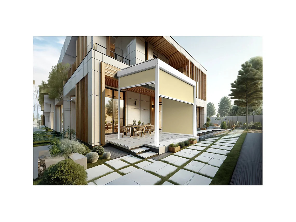 Coffre à coulisses pour pergola AVANOA 4,00x2,50m (Ecru - Blanc)