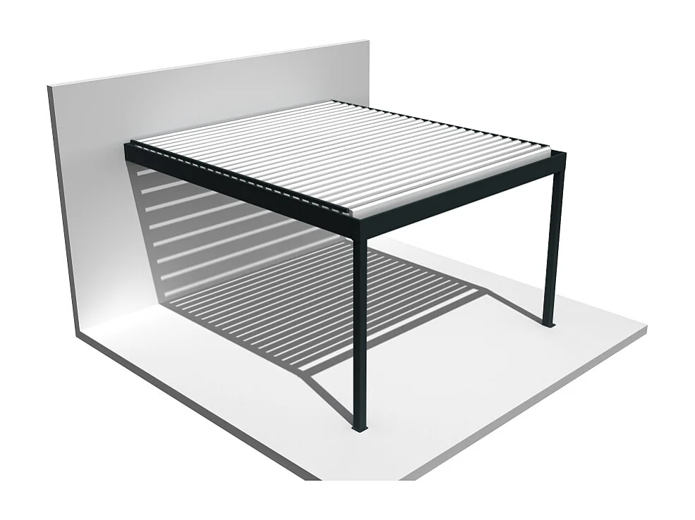 Pergola bioclimatique HELY 4,50x3,937m Vérin à télécommande (Gris anthracite / Blanc)