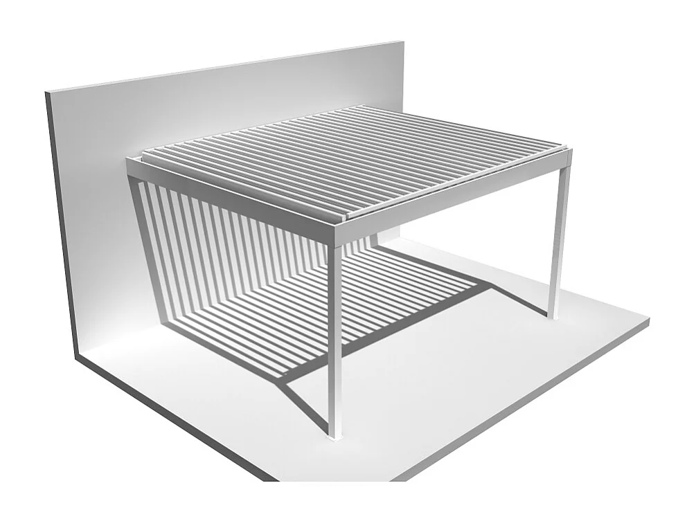 Pergola bioclimatique HELY perpendiculaire 6,02x3,00m Vérin à télécommande (Blanc)