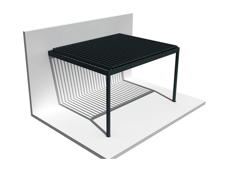 Pergola Bioclimatique AVANOA perpendiculaire 3,001x3,00 M Vérin à Télécommande (Gris anthracite)