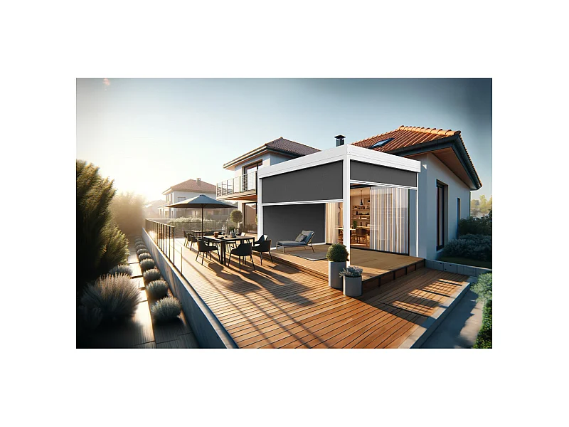 Coffre à coulisses pour pergola HELY 4,00x2,50m (Gris Graphite - Blanc)