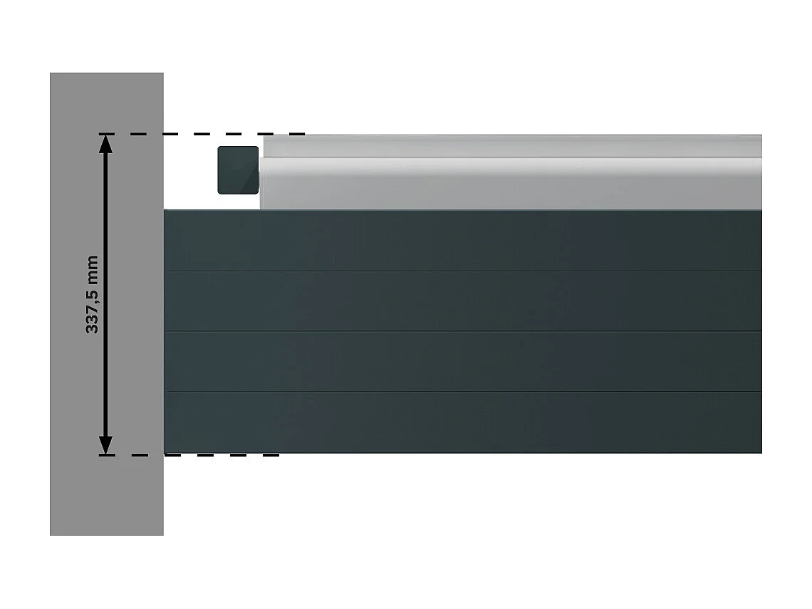 Pergola bioclimatique HELY perpendiculaire 4,97x4,00m Vérin à télécommande (Gris anthracite / Blanc)