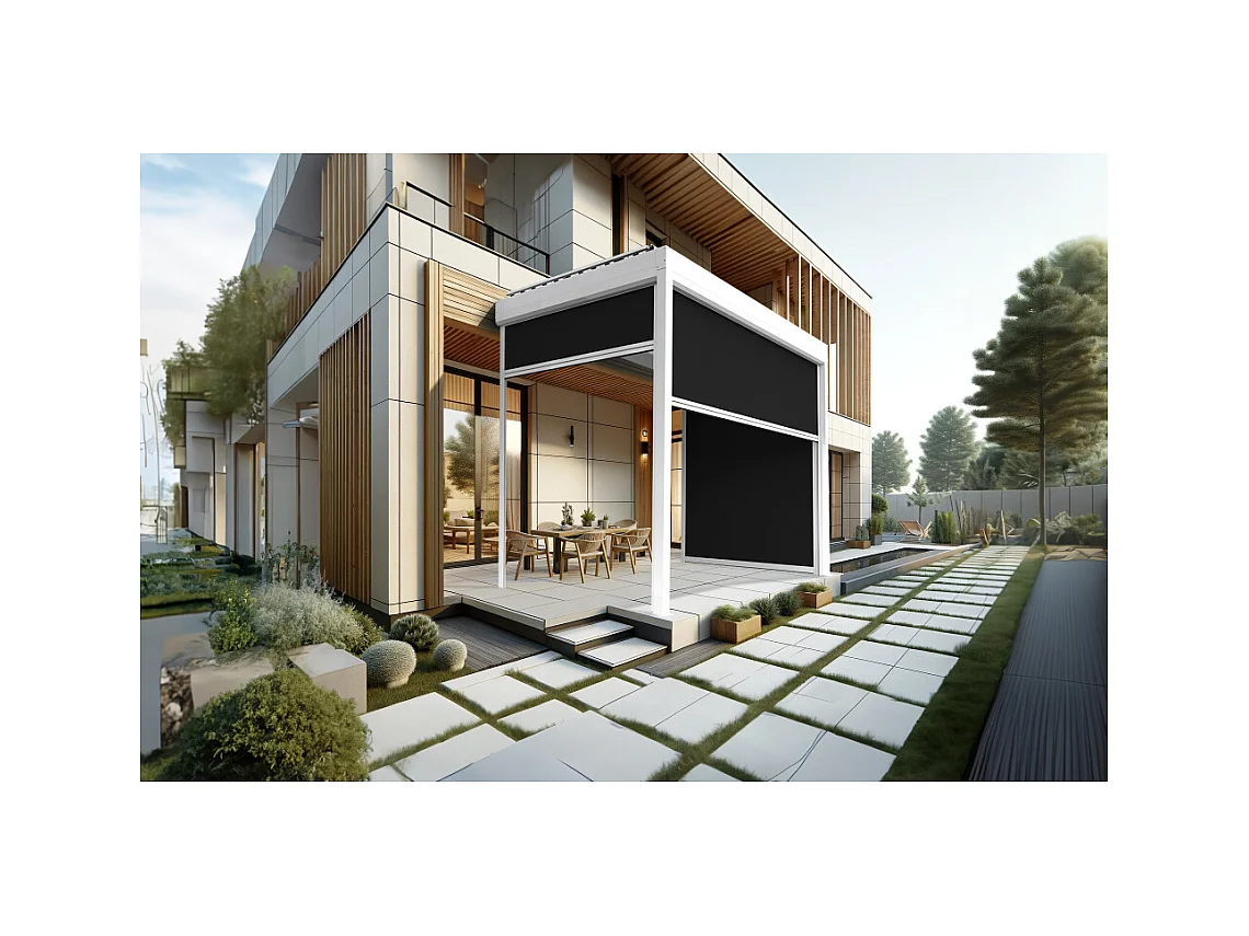 Coffre à coulisses pour pergola AVANOA 3,00x2,50m (Noir - Blanc)