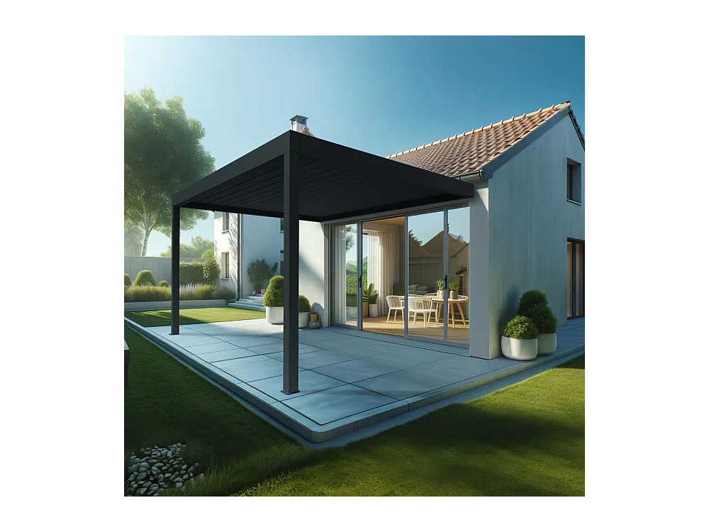Pergola Bioclimatique AVANOA 4,00x3,038 M Vérin à Télécommande (Gris anthracite)