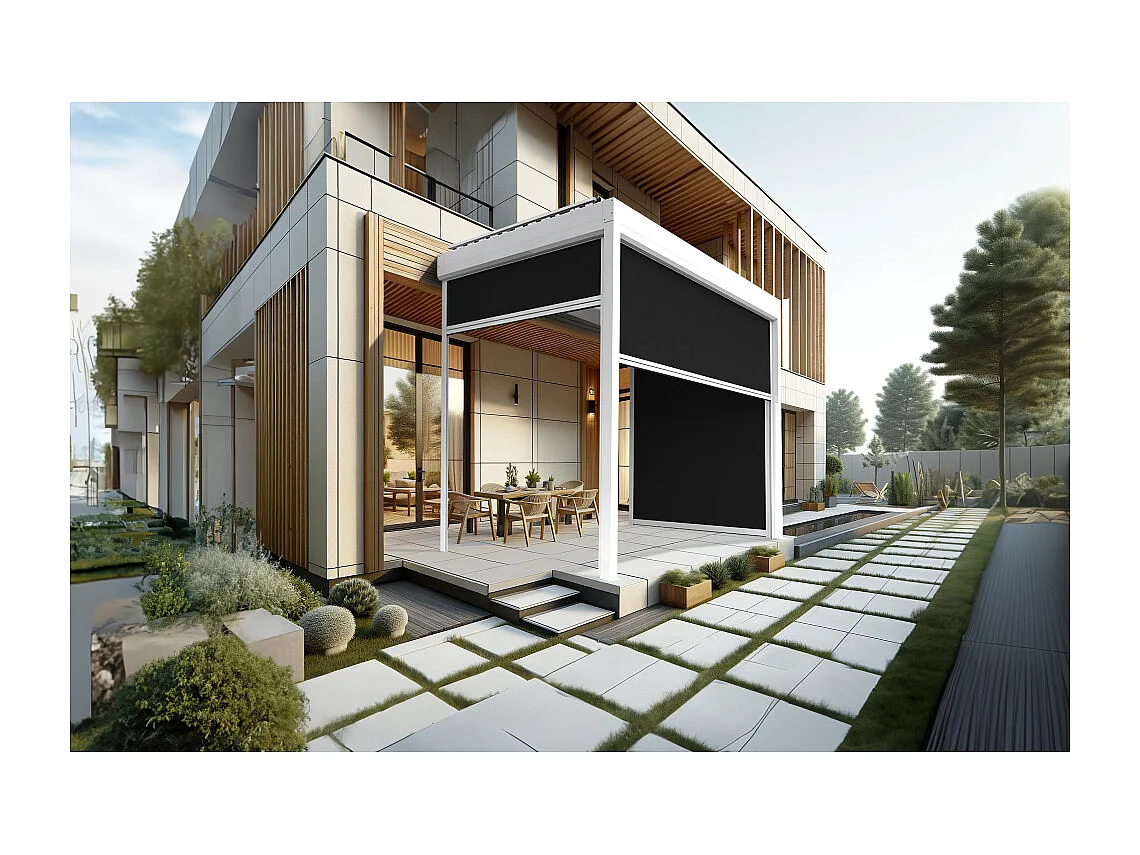 Coffre à coulisses pour pergola AVANOA 2,50x2,50m (Noir - Blanc)