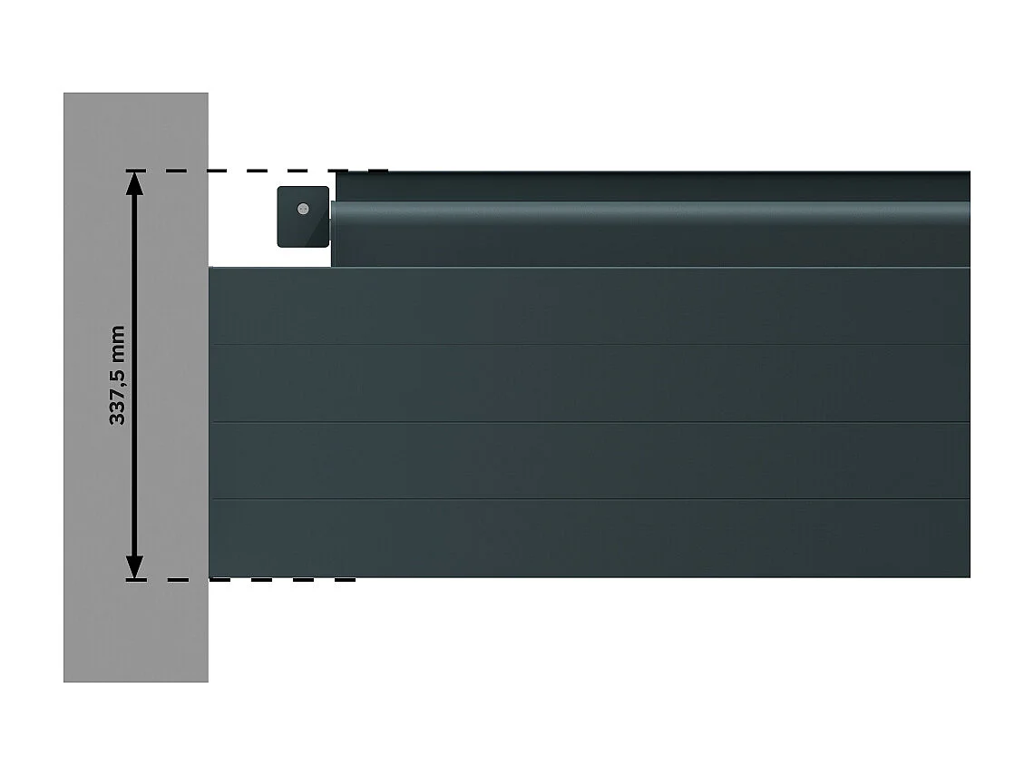 Pergola bioclimatique HELY perpendiculaire 4,97x4,50m Vérin à télécommande (Gris anthracite)