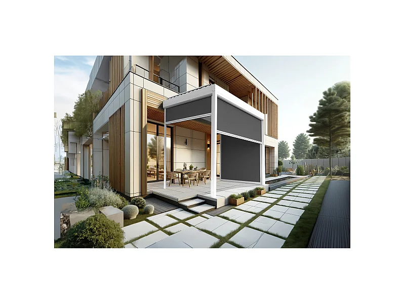 Coffre à coulisses pour pergola AVANOA 4,00x2,50m (Gris Graphite - Blanc)