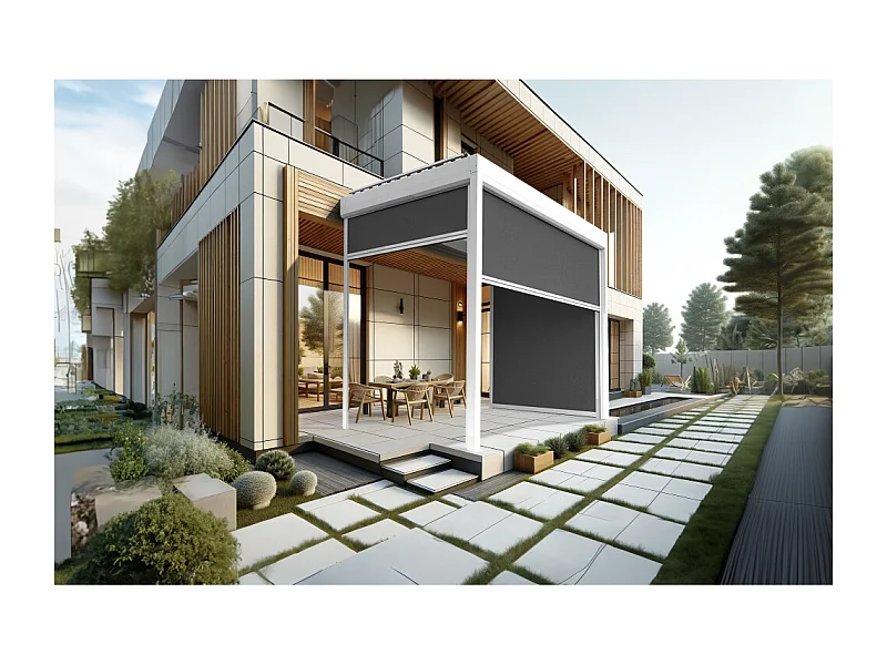 Coffre à coulisses pour pergola AVANOA 4,00x2,50m (Gris Graphite - Blanc)