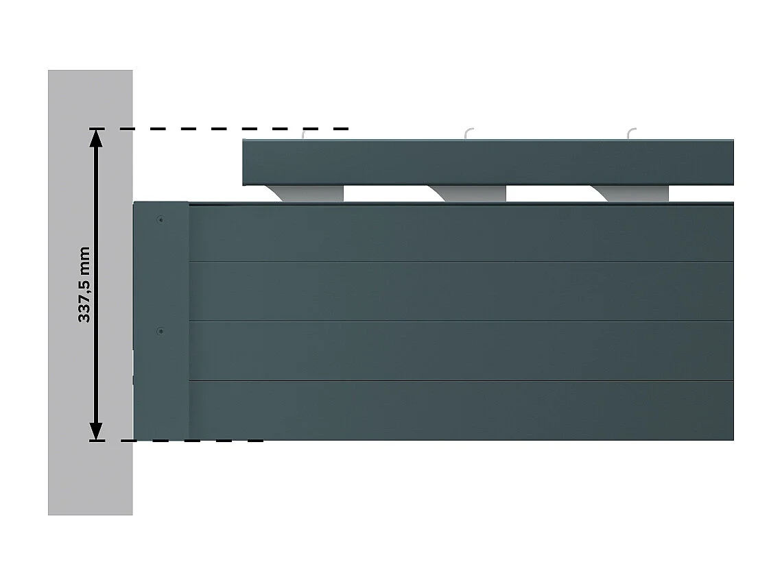 Pergola bioclimatique HELY 4,50x4,987m Vérin à télécommande (Gris anthracite / Blanc)