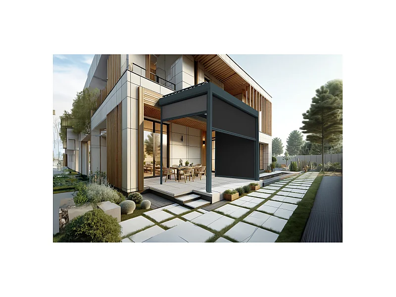 Coffre à coulisses pour pergola AVANOA 3,00x2,50m (Noir - Gris anthracite)