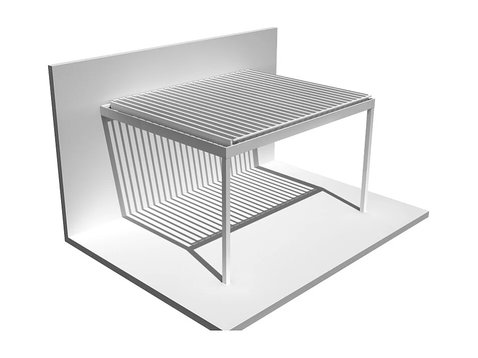 Pergola Bioclimatique AVANOA perpendiculaire 4,576x3,50 M Vérin à Télécommande (Blanc)