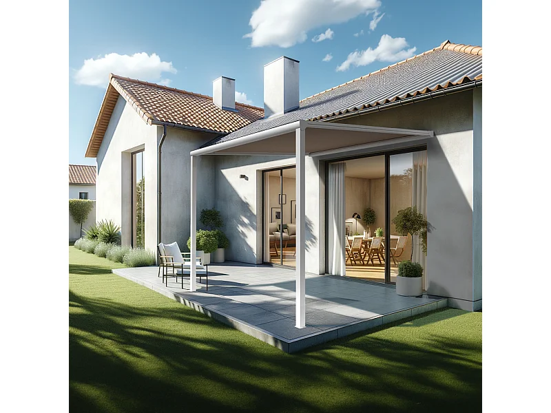 Pergola toile TILA 4,00x4,00m Motorisé à télécommande + manœuvre de secours (Taupe - Blanc)