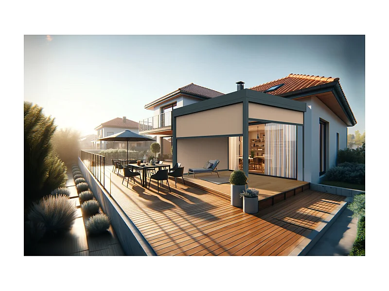 Coffre à coulisses pour pergola HELY 4,00x2,50m (Taupe - Gris anthracite)