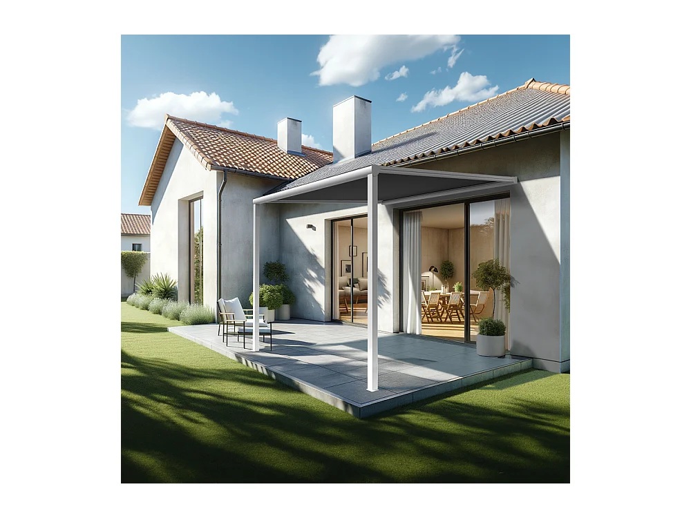Pergola toile TILA 3,50x3,00m Motorisé à télécommande + manœuvre de secours (Gris Graphite - Blanc)