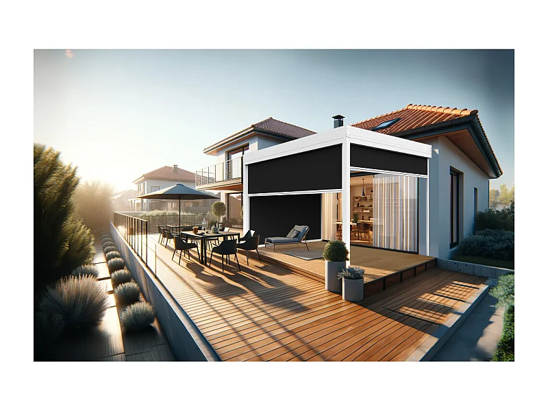 Coffre à coulisses pour pergola HELY 4,00x2,50m (Noir - Blanc)