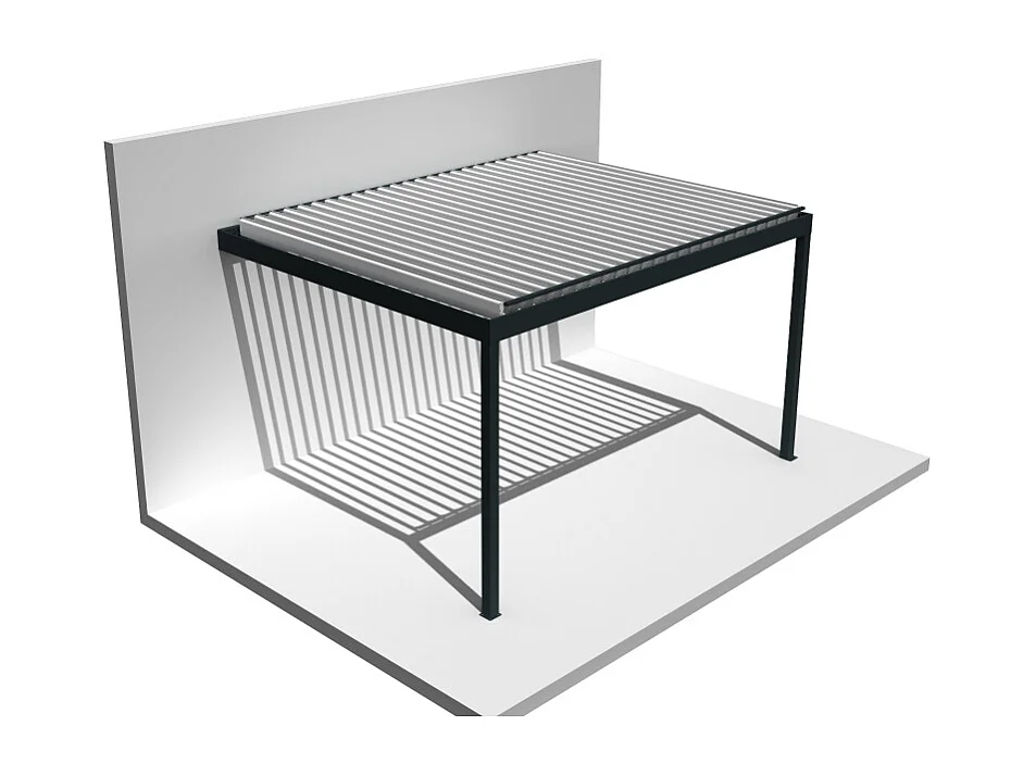 Pergola Bioclimatique AVANOA perpendiculaire 4,051x3,50 M Vérin à Télécommande (Gris anthracite / Blanc)