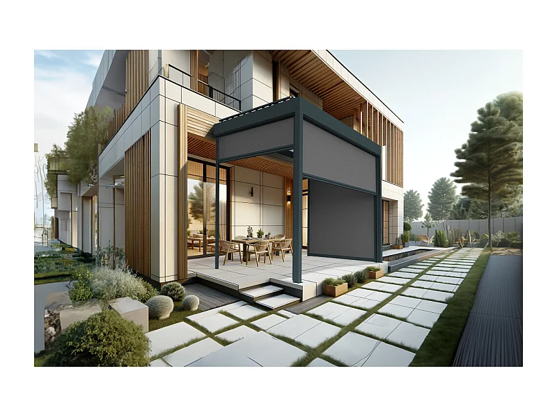 Coffre à coulisses pour pergola AVANOA 3,00x2,50m (Gris Graphite - Gris anthracite)