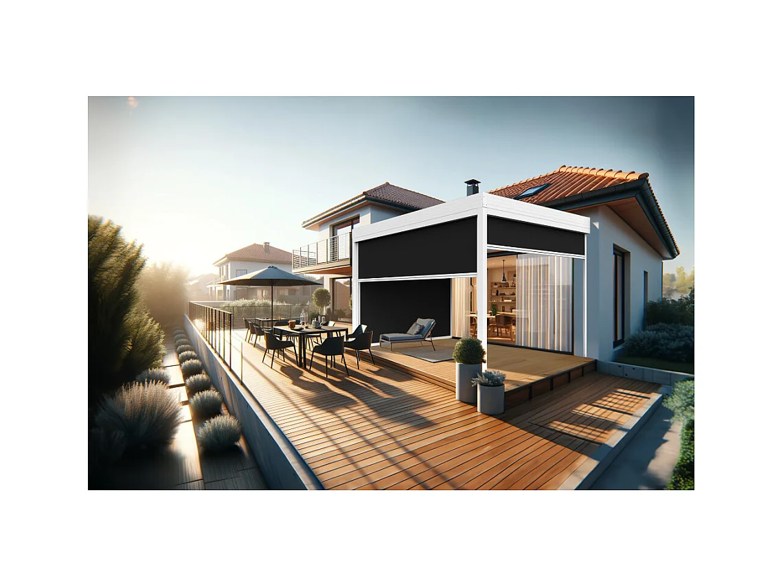 Coffre à coulisses pour pergola HELY 3,50x2,50m (Noir - Blanc)