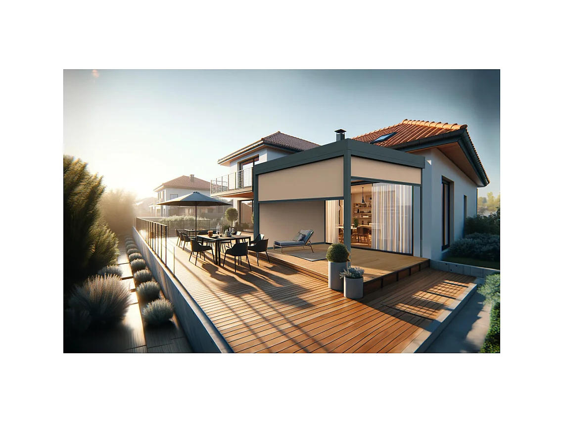 Coffre à coulisses pour pergola HELY 3,50x2,50m (Taupe - Gris anthracite)