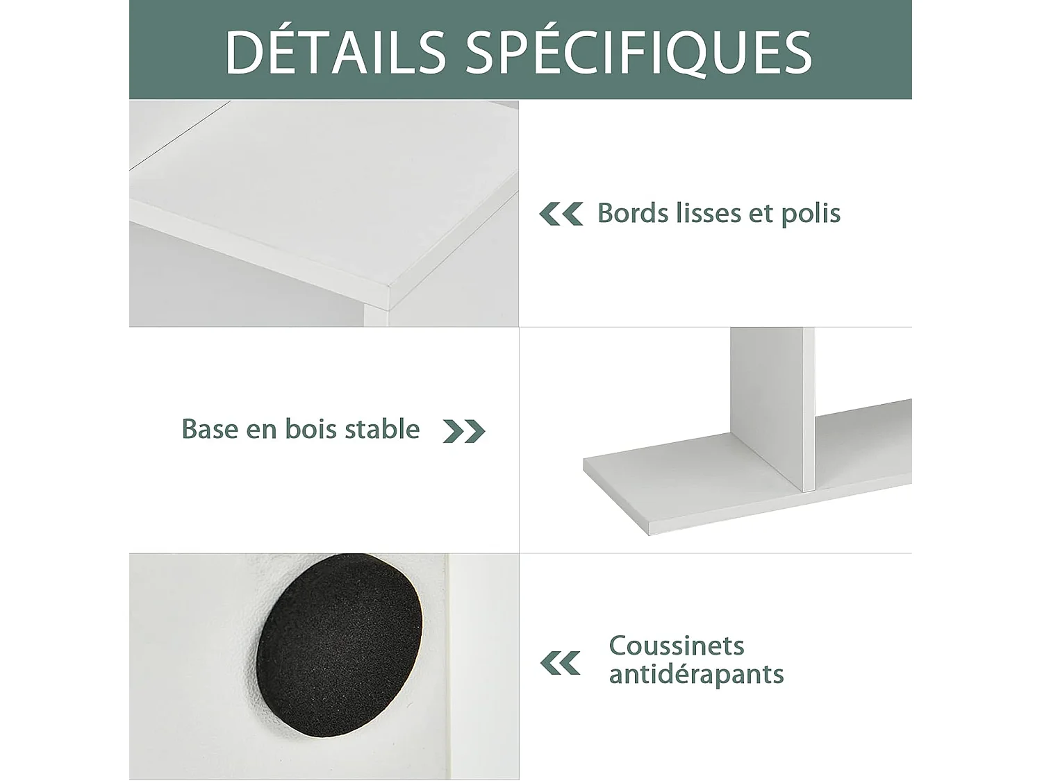 S-vormige boekenkast, 6-laags plank, opbergkast met anti-kantelfunctie, 80 x 23 x 191 cm, voor woonkamer, slaapkamer, kantoor, wit