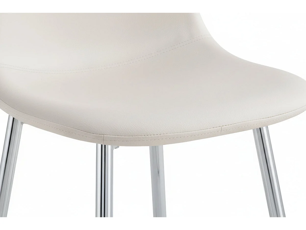 Lot 2 Tabourets de Bar Scandinave Velours Beige Pieds Chrome