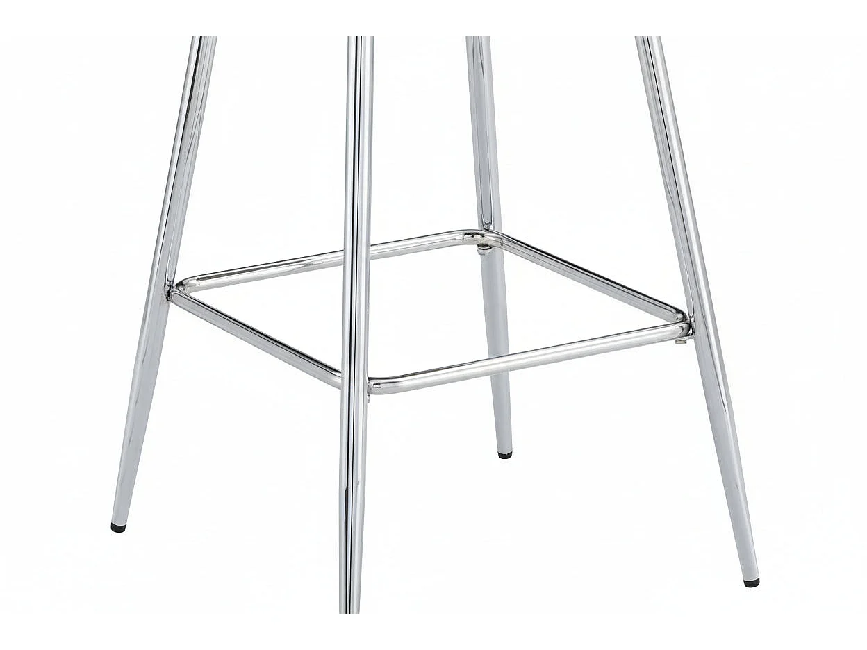 Lot 2 Tabourets de Bar Scandinave Velours Beige Pieds Chrome