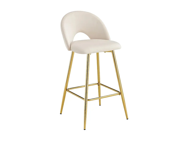 Lot de 2 tabourets de bar TEDDY pied gold velours