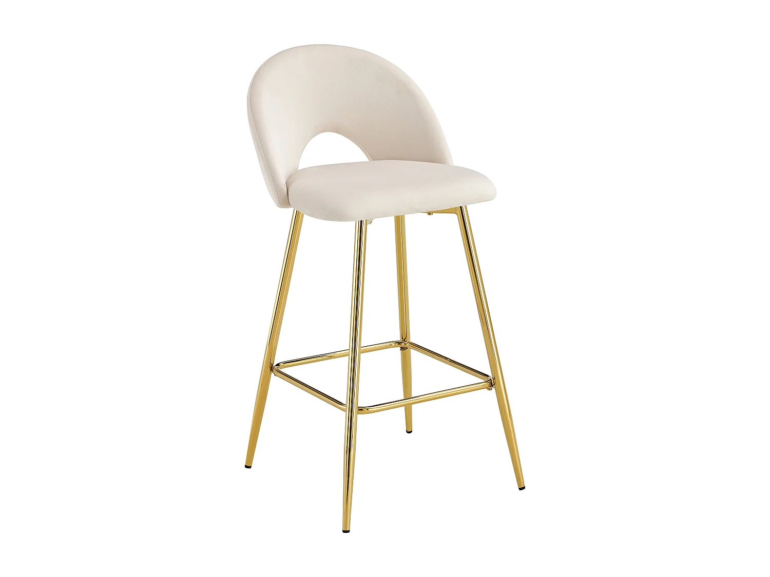 Lot de 2 tabourets de bar TEDDY pied gold velours