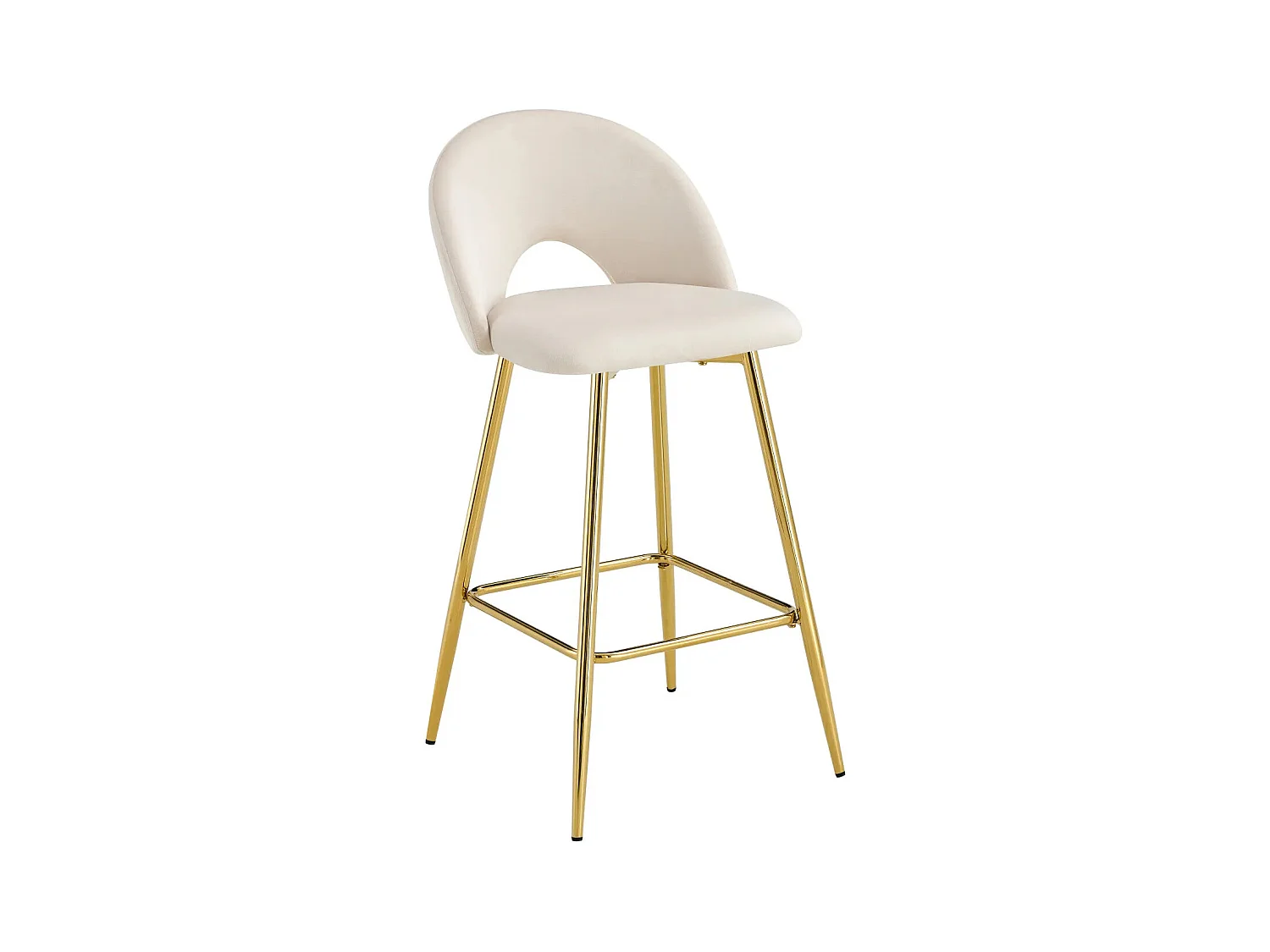 Lot de 2 tabourets de bar TEDDY pied gold velours