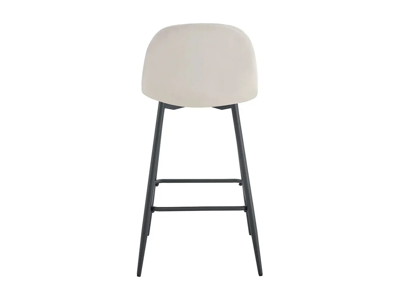 Lot 2 Tabourets de Bar Scandinave Velours Beige Pieds Métal Noir