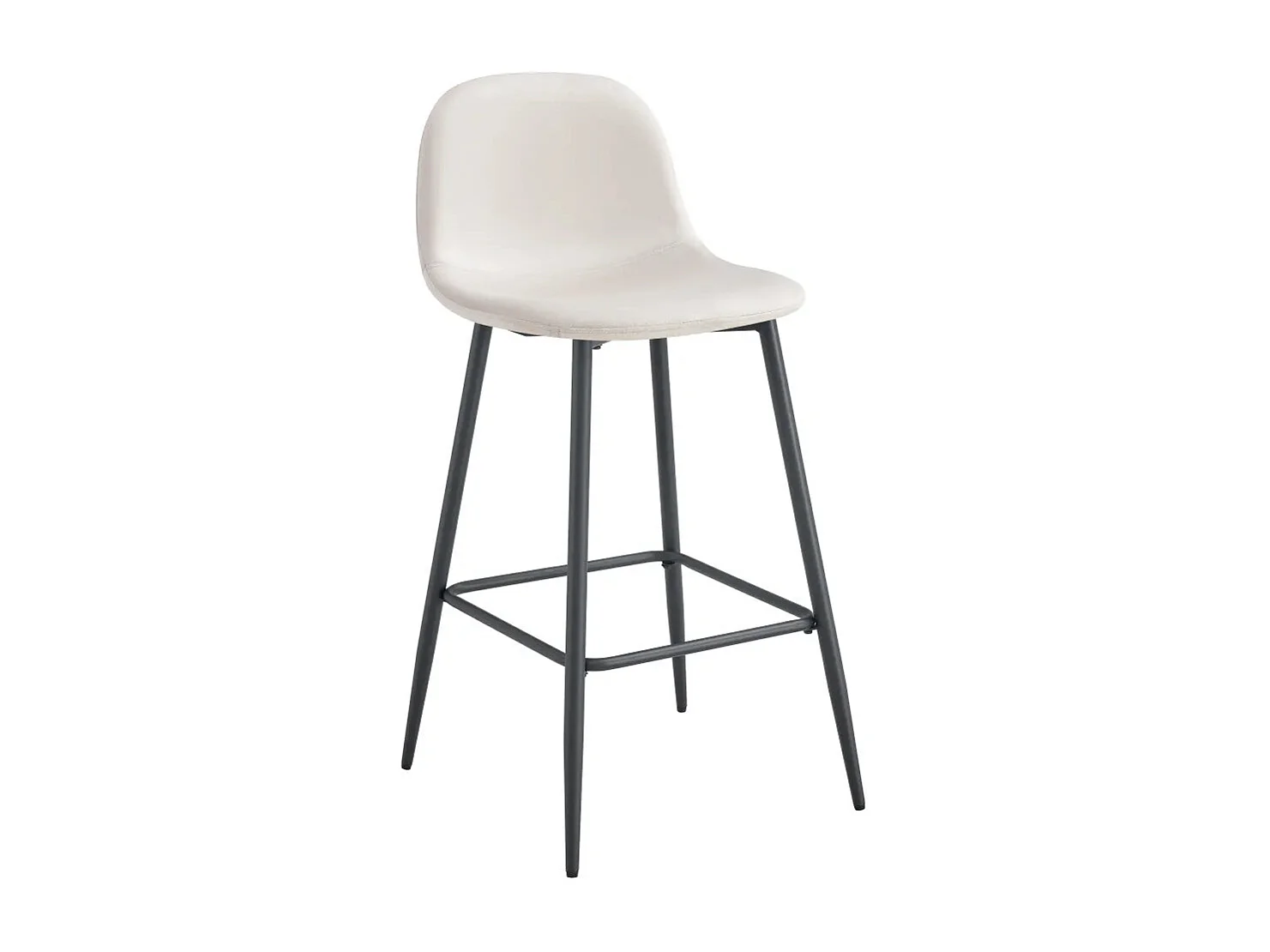 Lot de 2 tabourets de bar velours beige pieds métal noir 69 cm - SCANDINAVE