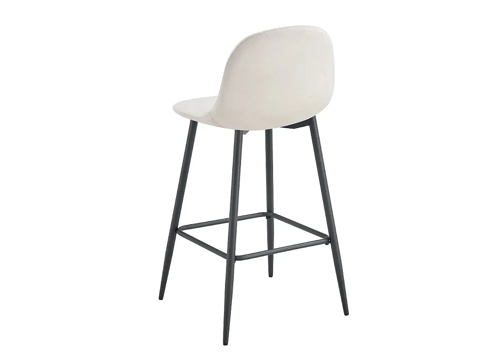 Lot de 2 tabourets de bar velours beige pieds métal noir 69 cm - SCANDINAVE