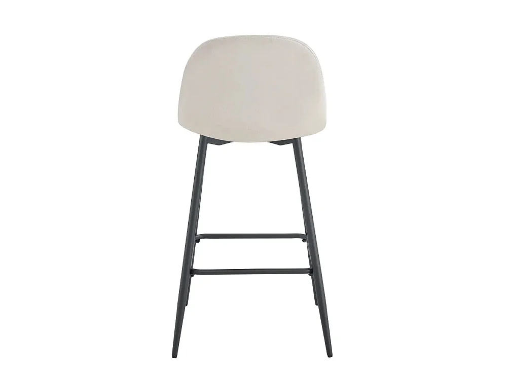 Lot de 2 tabourets de bar velours beige pieds métal noir 69 cm - SCANDINAVE